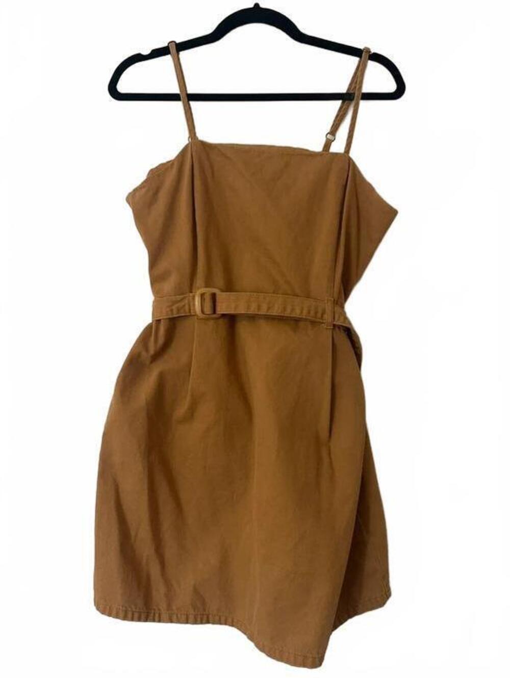 ASOS ochre mini dress with belt buckle and adjustable straps - size 10